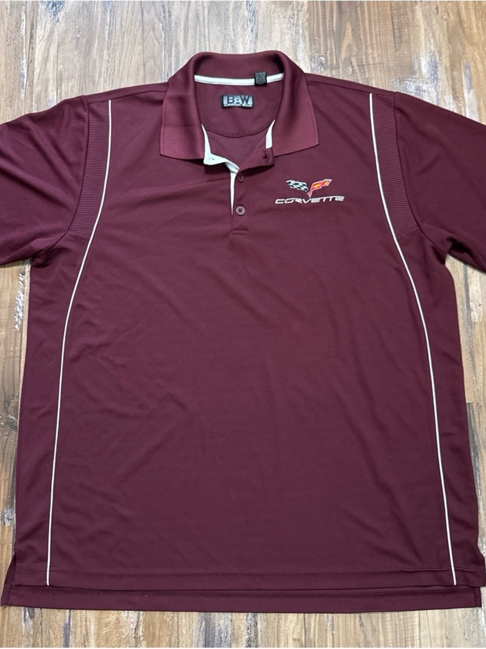 Corvette Embroidered Maroon Polo Shirt - Men's Performance Short Sleeve